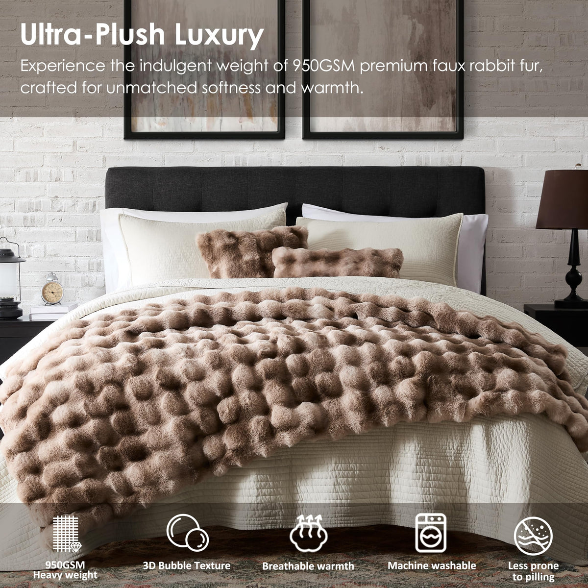 WDCOZY tie-dye grey 50x60 throw brightens a calm bedroom.