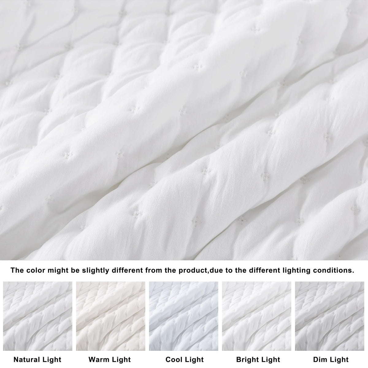 WDCOZY White Cloud Quilt close-up shows soft cross-stitch on pristine fabric.