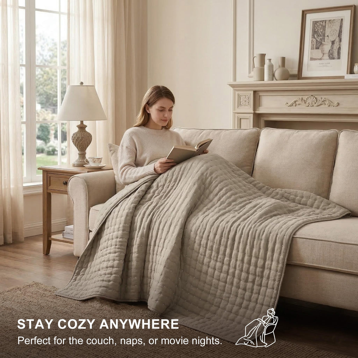 WDCOZY White Cloud Quilt and two shams, ideal for spring and summer bedrooms.
