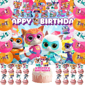 We1Fit Super Kitties banner enhances party decor with festive, photo-ready presence