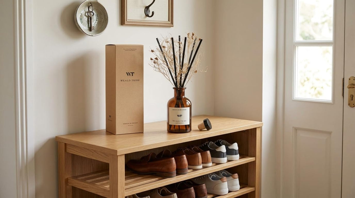 WEALD TRIBE diffuser glass bottle designed for safe, decorative home use.