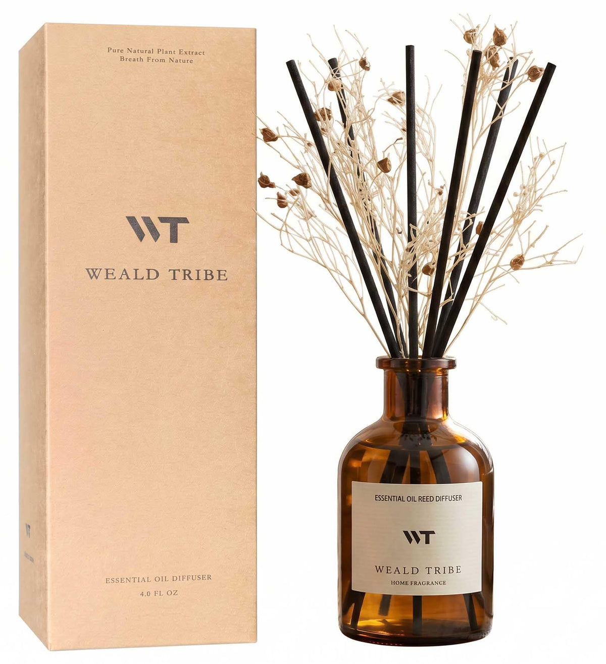 WEALD TRIBE flower reed diffuser bottle with clean linen scent for fresh air.