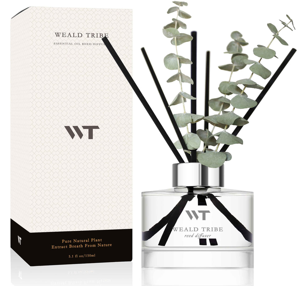 WEALD TRIBE flower reed diffuser bottle with eucalyptus mint scent for living spaces