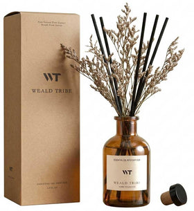 WEALD TRIBE flower reed diffuser vanilla cinnamon bottle for long-lasting home fragrance