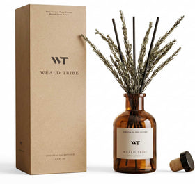 WEALD TRIBE reed diffuser bottle releasing French Black Juniper aroma for lasting home fragrance