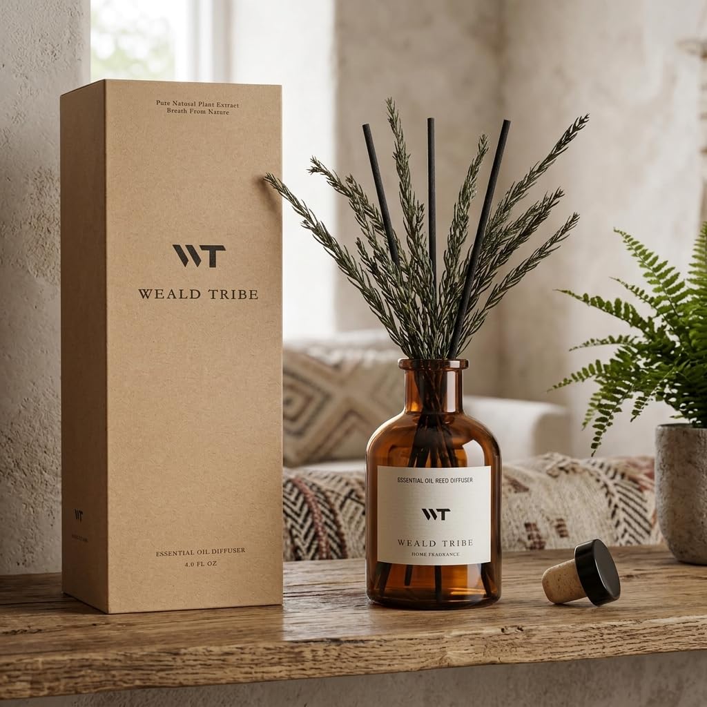 Natural dried flowers from WEALD TRIBE reed diffuser add visual appeal and aroma