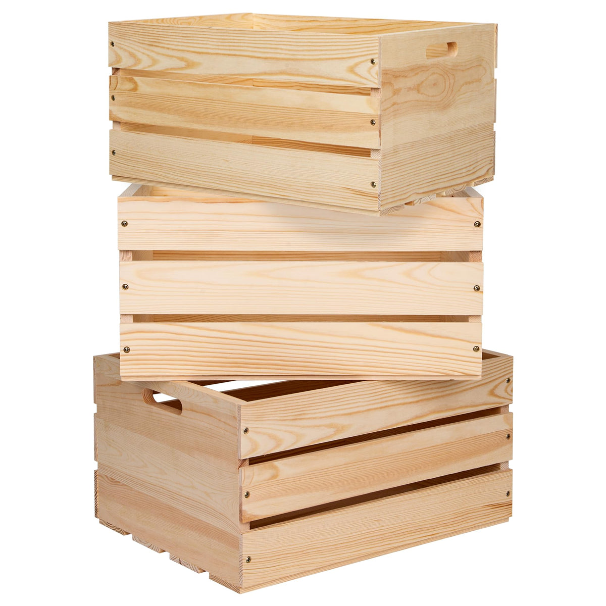 WEASATRY pine crate front view shows sturdy build and natural grain for storage and display