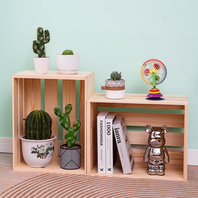 WEASATRY pine crate open top for easy access to contents and visibility
