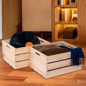 WEASATRY pine crate side view highlights depth and capacity for organization
