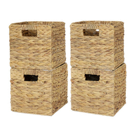 WEAVELYRICS water hyacinth basket foldable design for space-saving storage