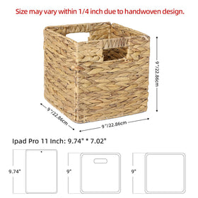 WEAVELYRICS water hyacinth basket with handles for portable organization