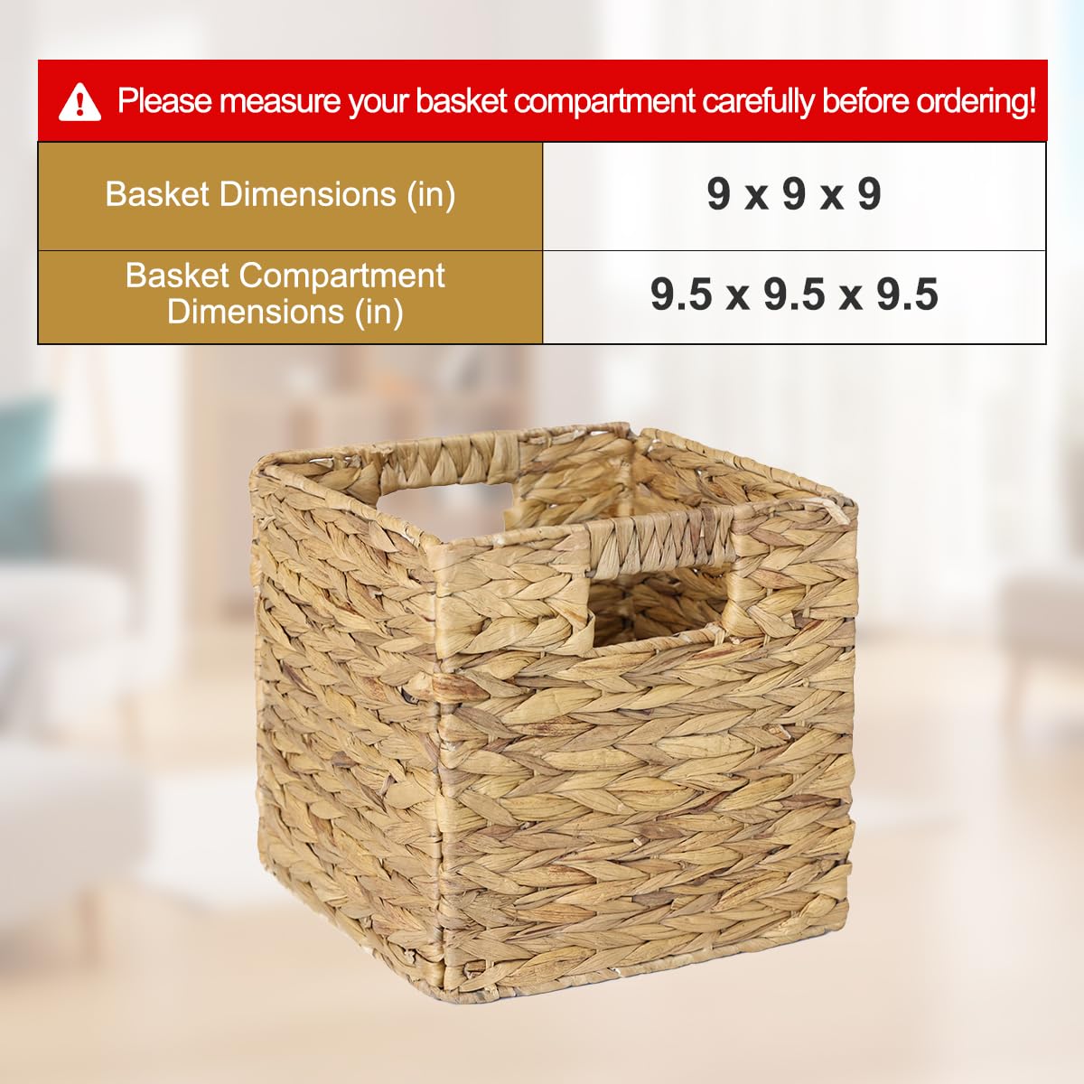 WEAVELYRICS natural finish water hyacinth basket on a shelf