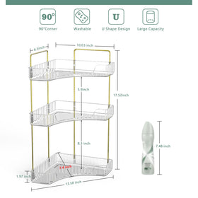Webetop 3-tier corner shelf offers clear visibility for quick item checks.