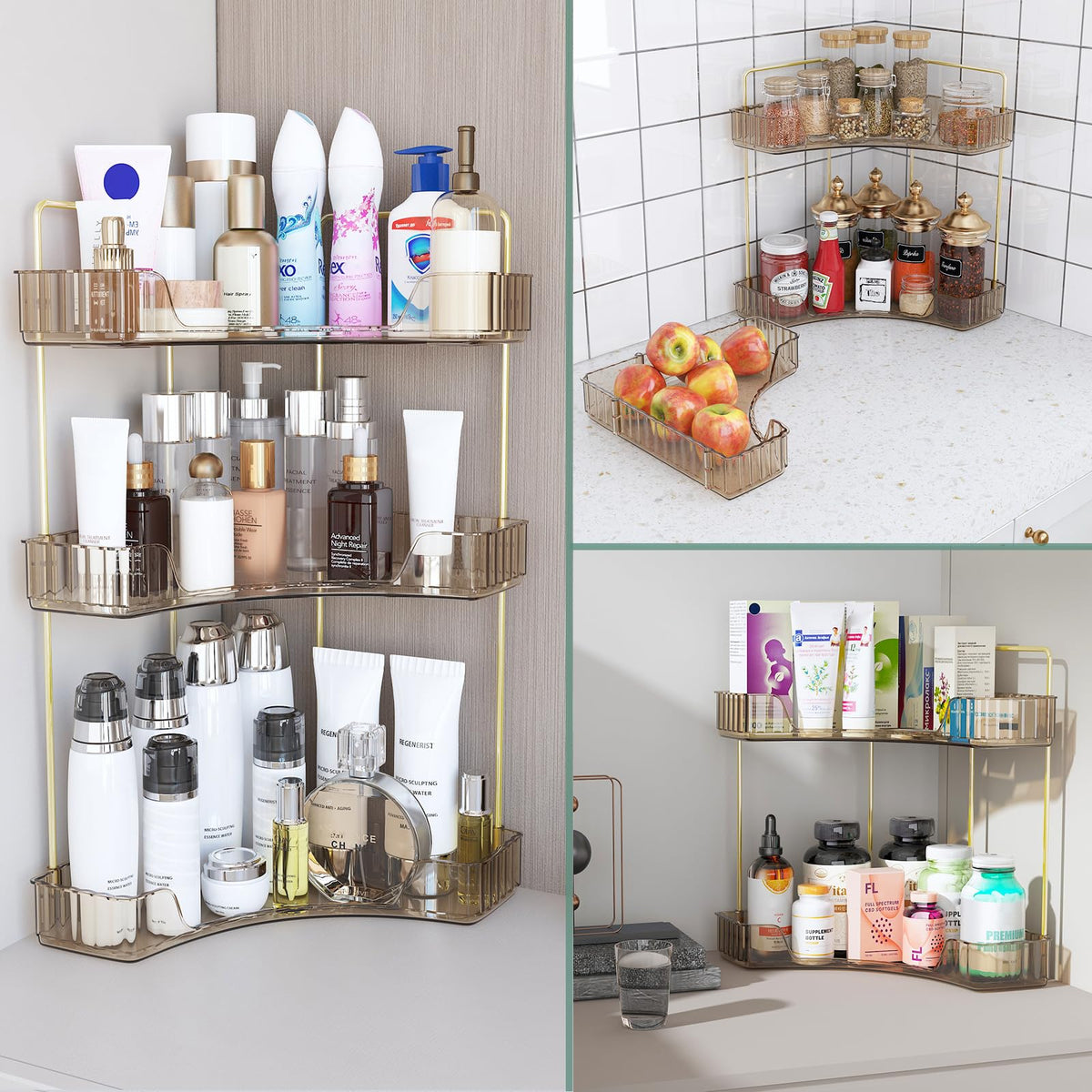 On a bathroom counter it maximizes corner use