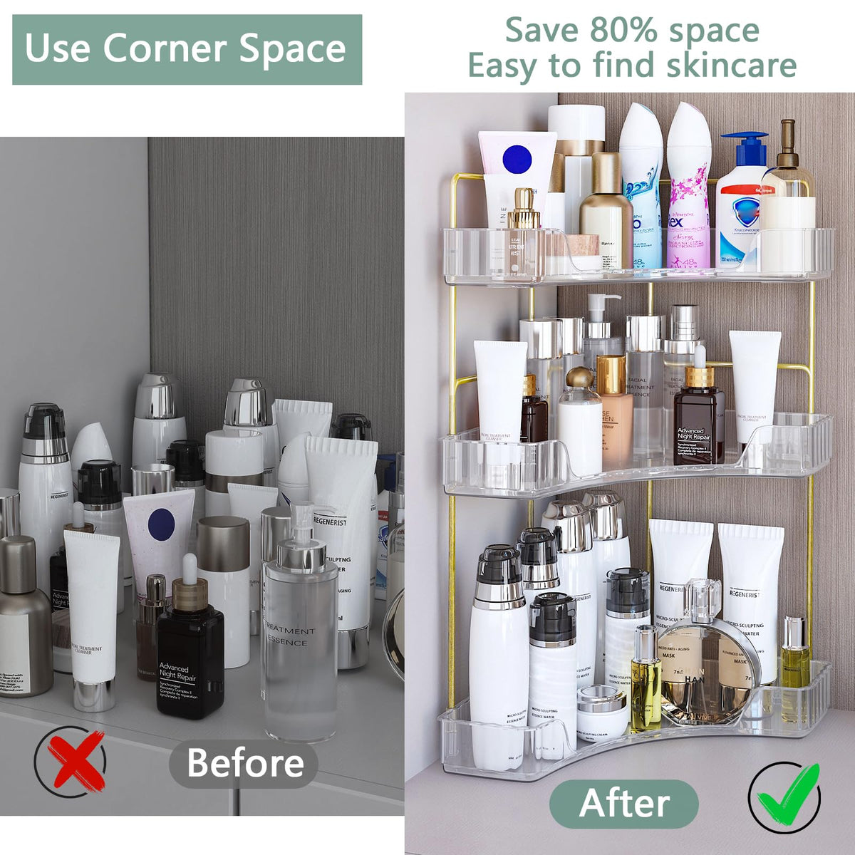 Webetop clear plastic design makes it easy to see toiletries at a glance.