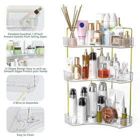 Webetop gold-toned back rods help prevent items from sliding off.