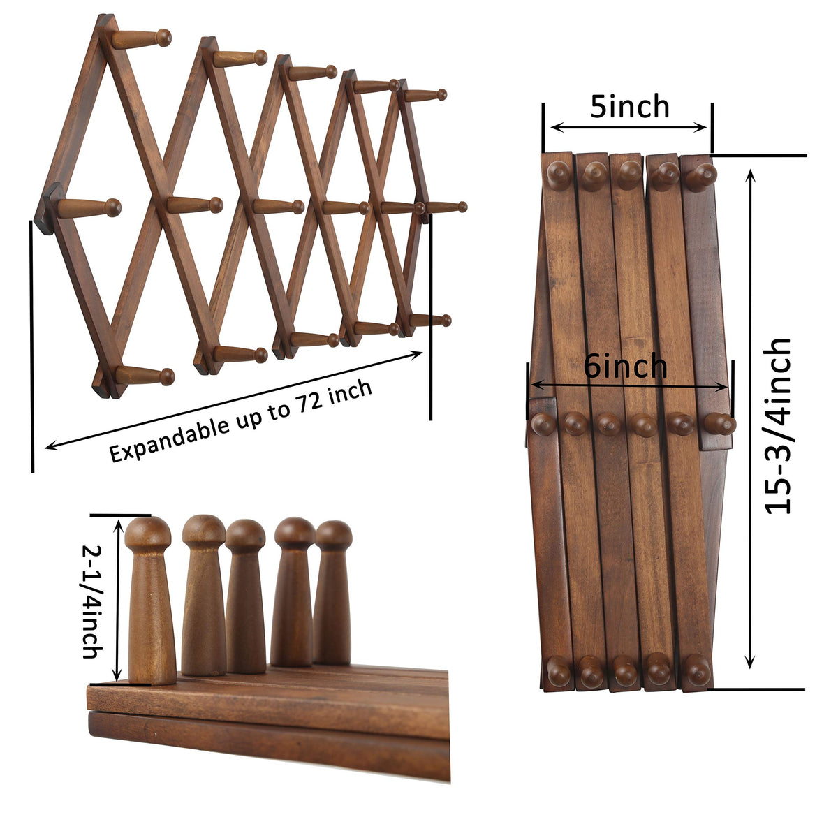 WEBI 16 pegs wall rack holds hats coats and bags with organized storage.