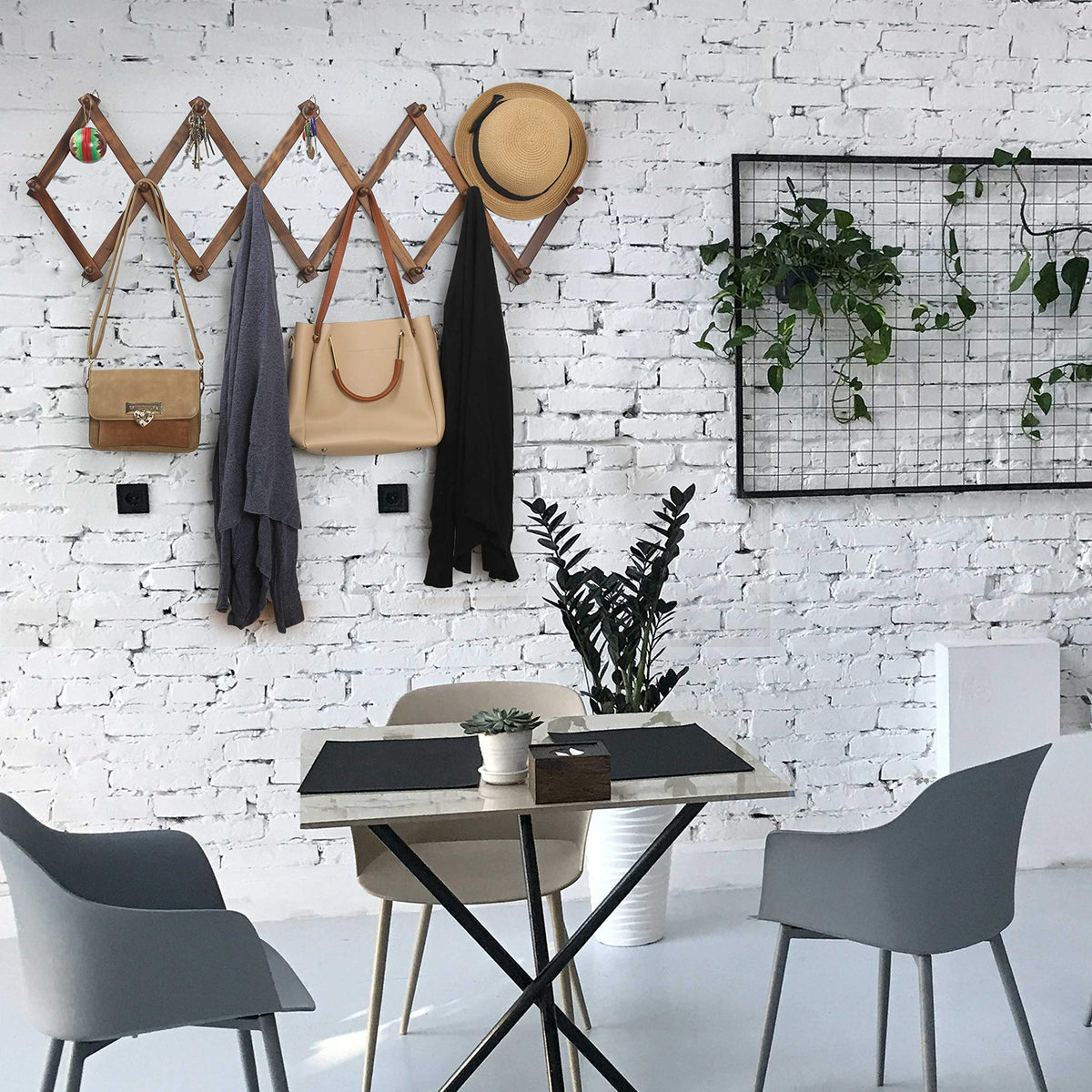 WEBI walnut coat rack with 2.25 inch peg projection keeps items from slipping.