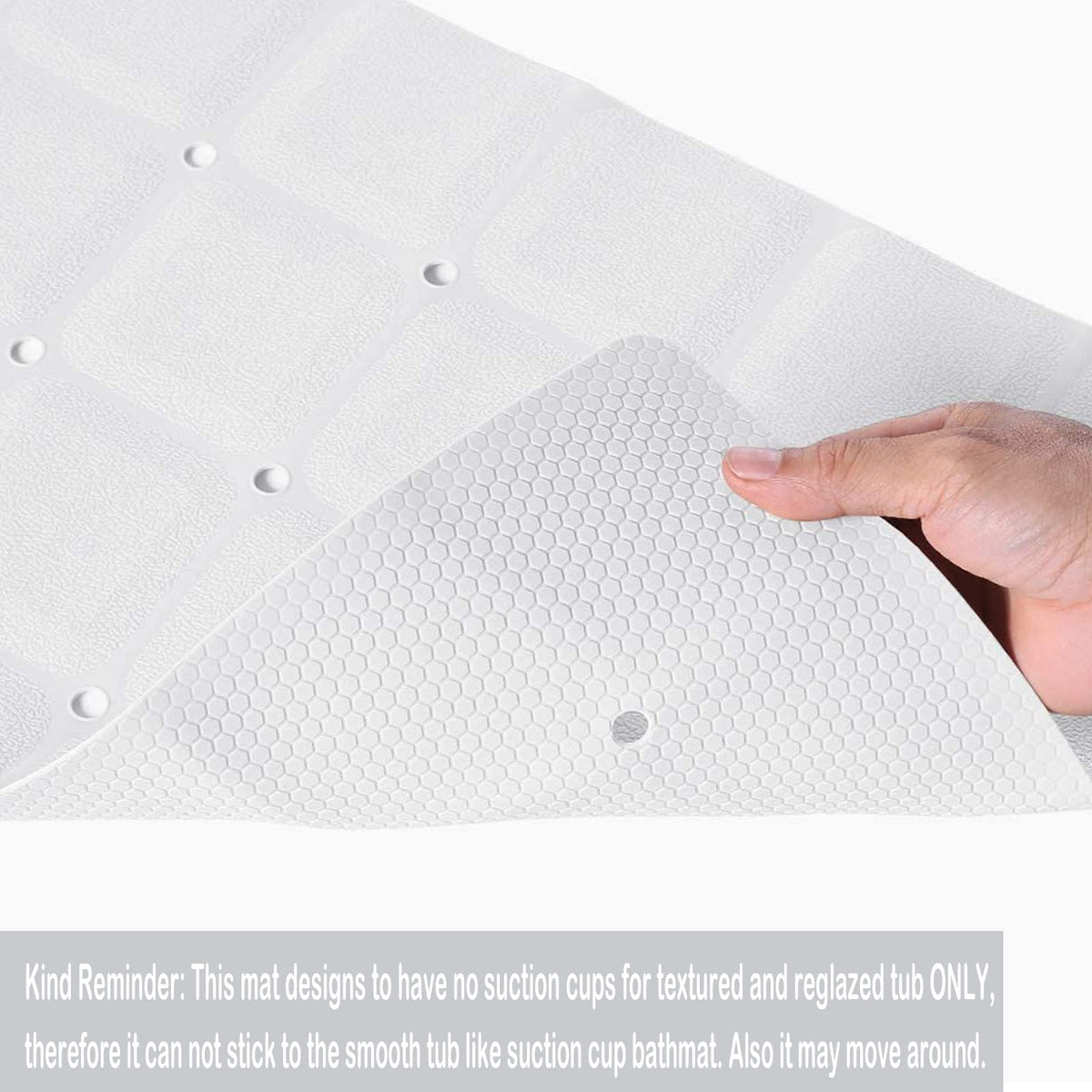 Webos bath mat with drainage holes prevents water pooling