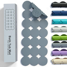 Webos bathtub mat shows non-slip suction cups for stable footing.