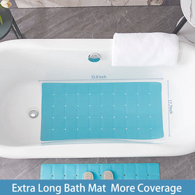 Webos tub mat in blue shows no suction cups protecting refinished surfaces