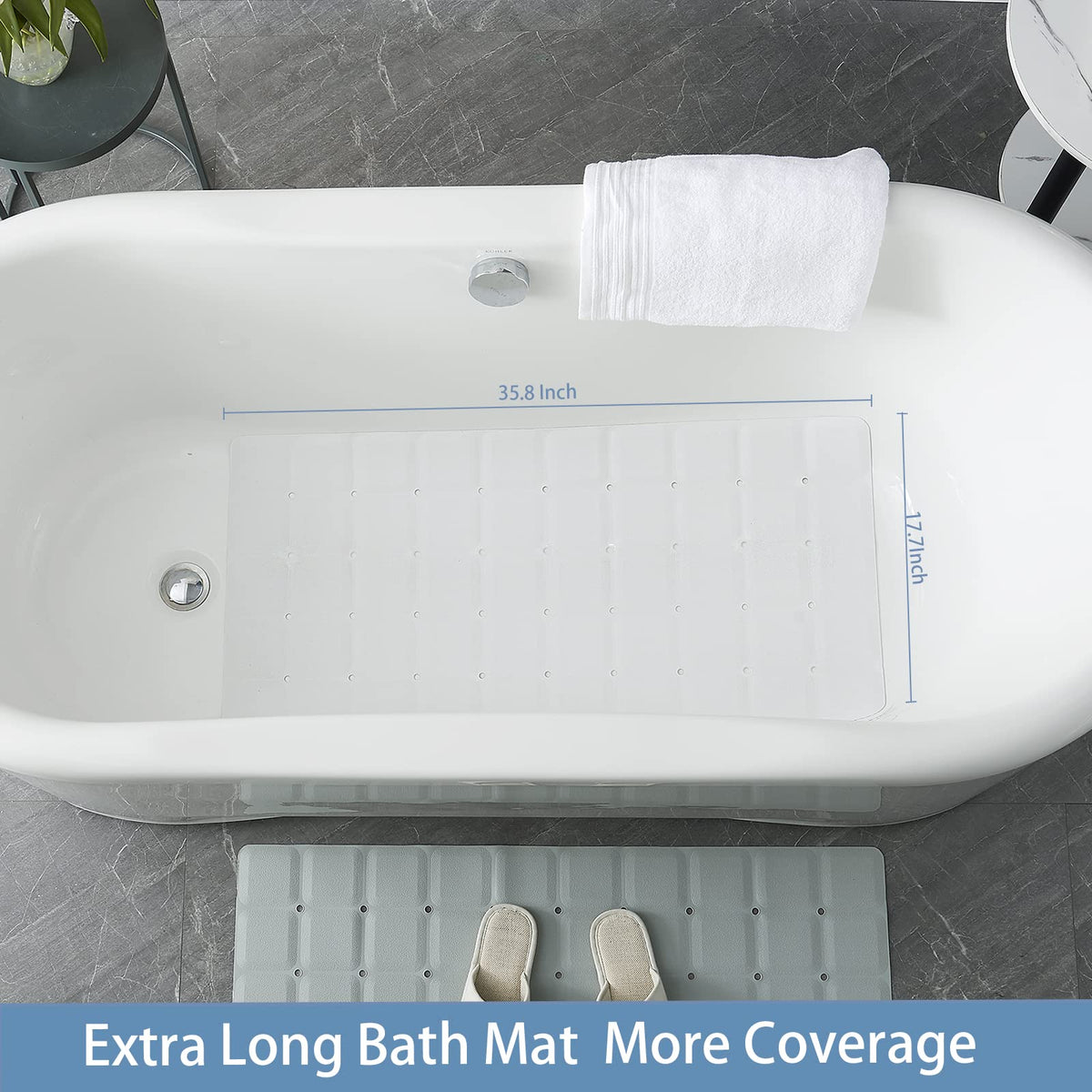 Webos mat with no suction cups protects refinished tubs while maintaining grip