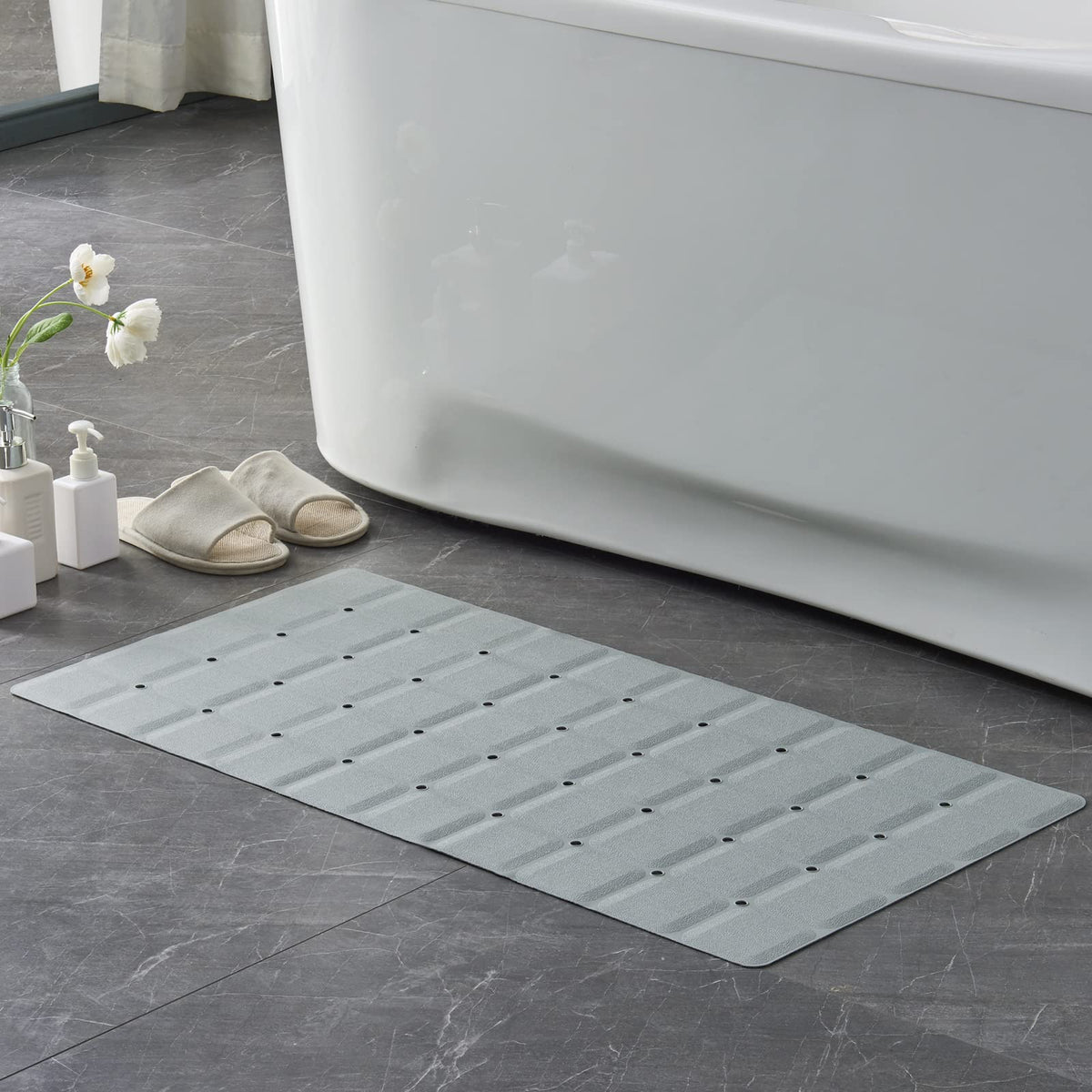 Webos grey silicone mat for reglazed tubs reduces slipping