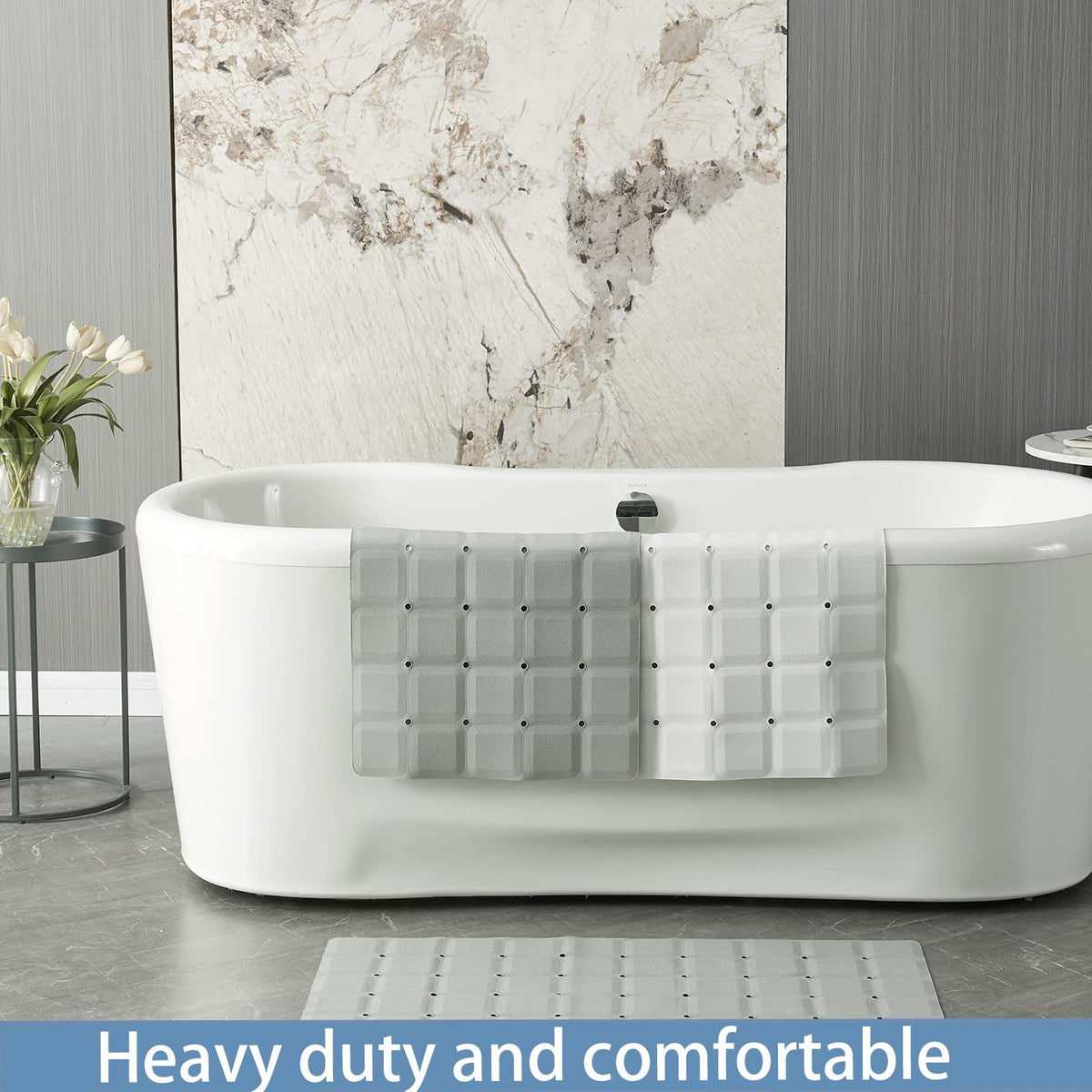 Webos jumbo mat provides large coverage for tub and shower spaces