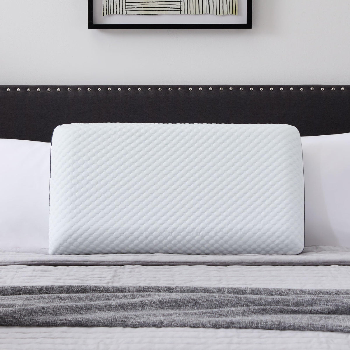 Weekender gel memory foam pillow compressed shipping box arrives ready to fluff.