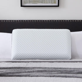 Weekender gel memory foam pillow compressed shipping box arrives ready to fluff.