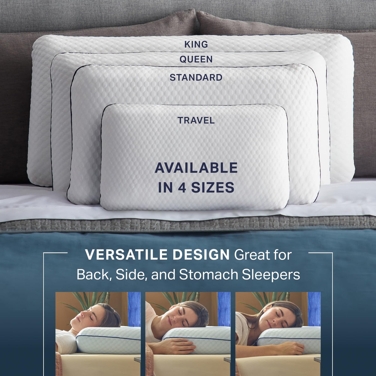 WEEKENDER Gel Memory Foam Pillow with temperature gel for comfortable sleep