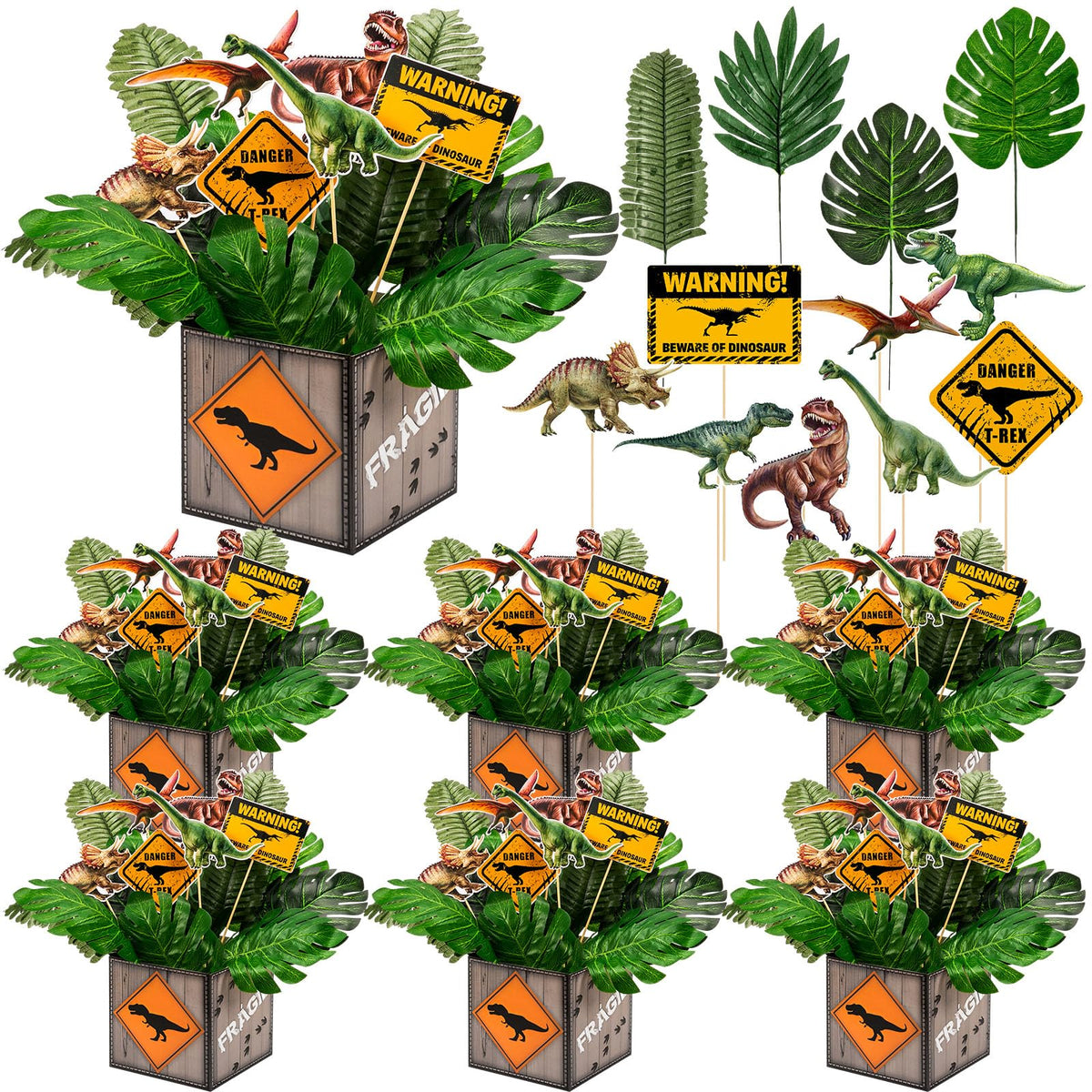 Weekgrat dinosaur centerpieces 6-set elevates table decor for dinosaur theme parties and photos