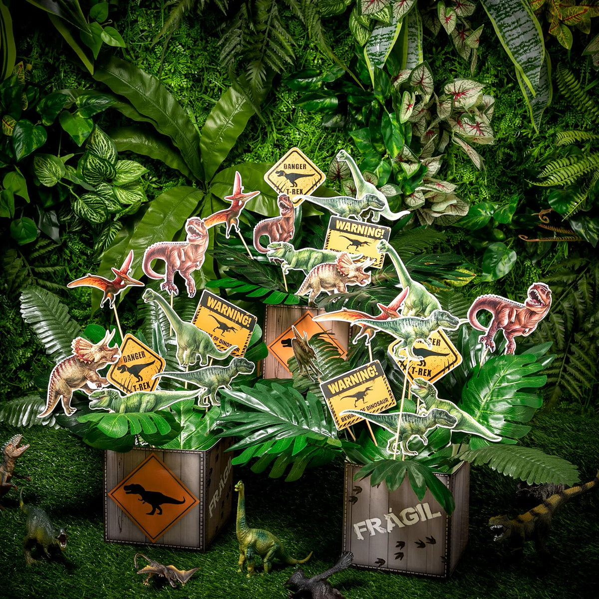 Weekgrat paper decor dinosaur theme adds color and texture to party tables