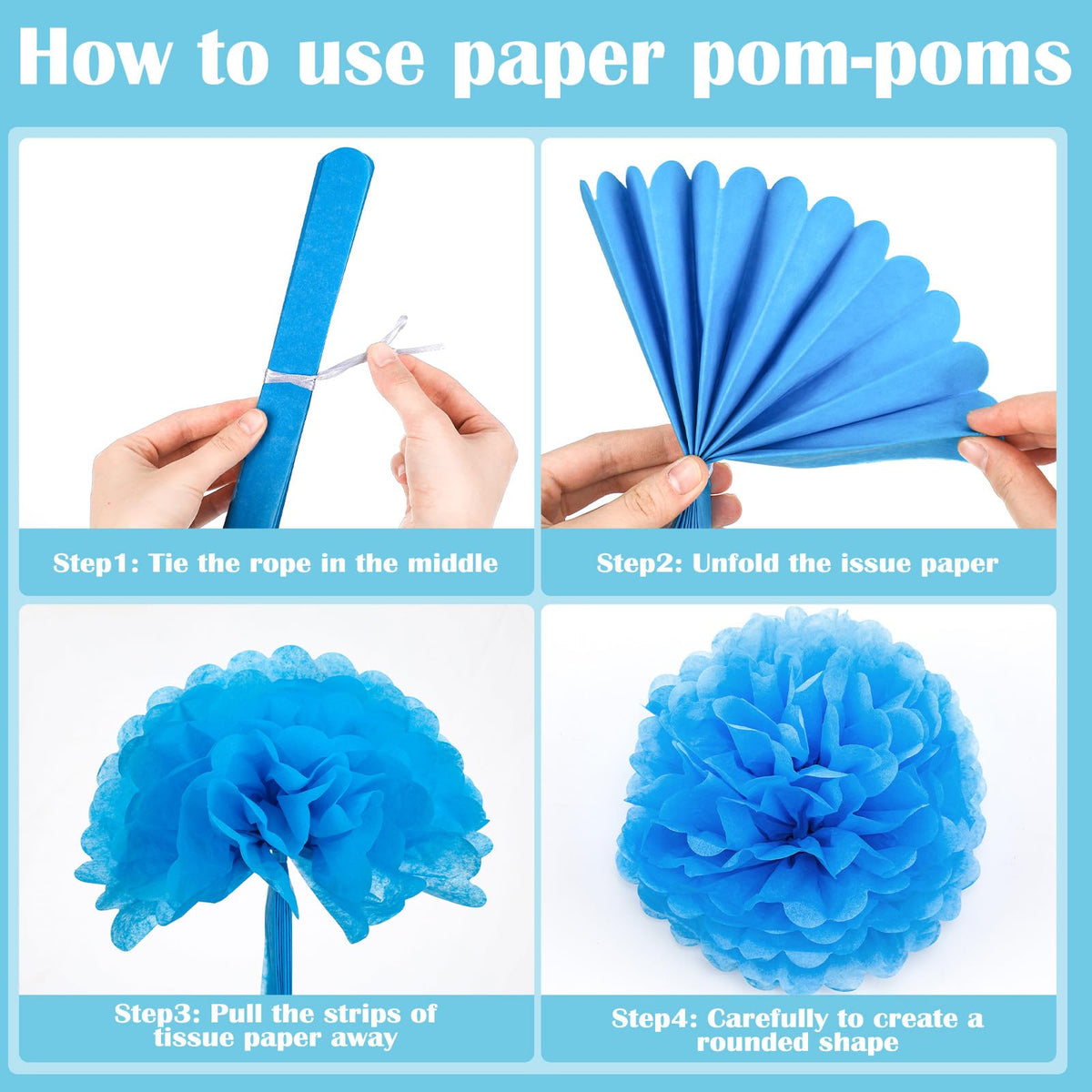 Weekgrat paper pompoms provide color and texture to decor
