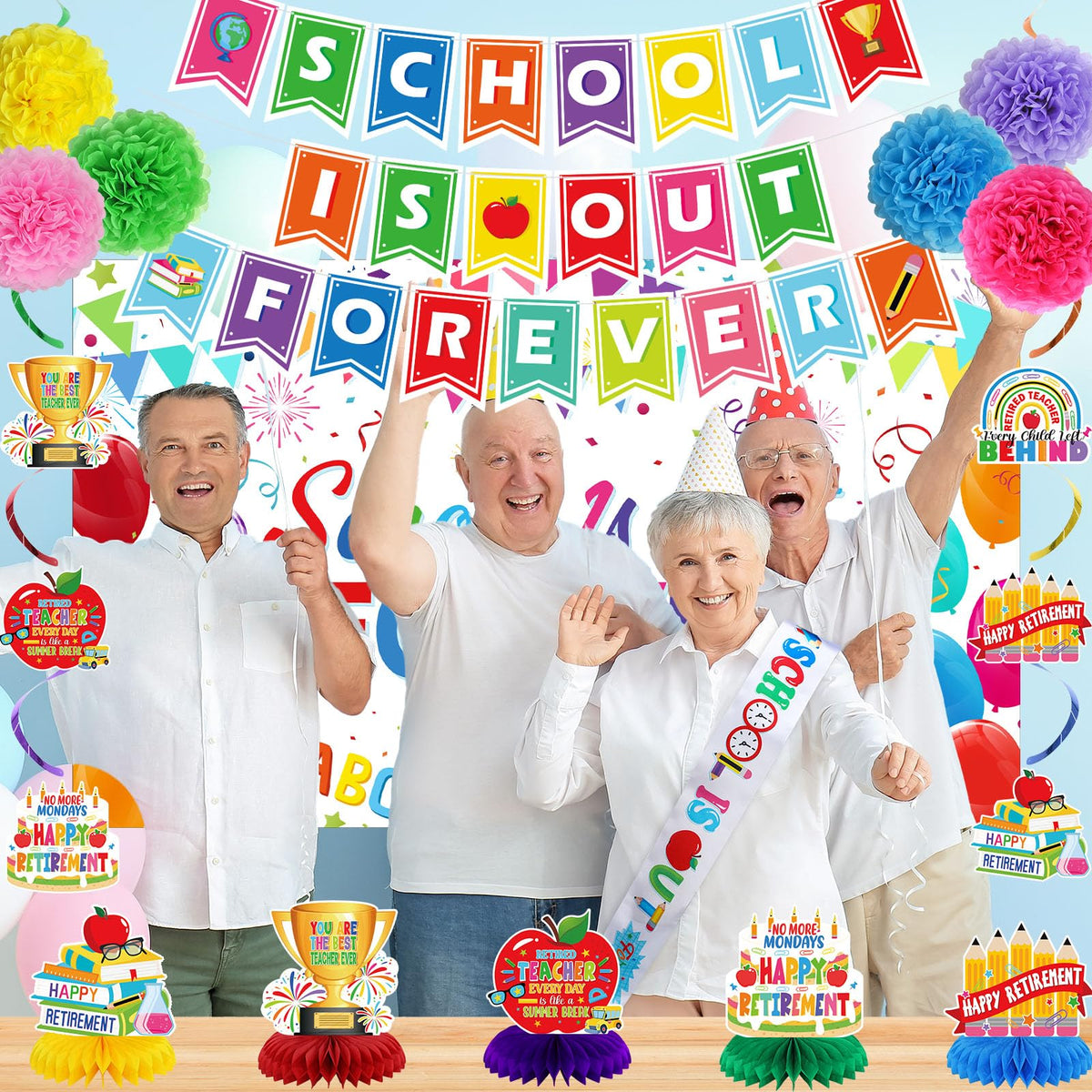 Weekgrat retirement spiral decorations create dynamic wall accents