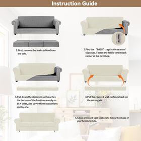 WEERRW ivory sofa cover on a living room sofa.