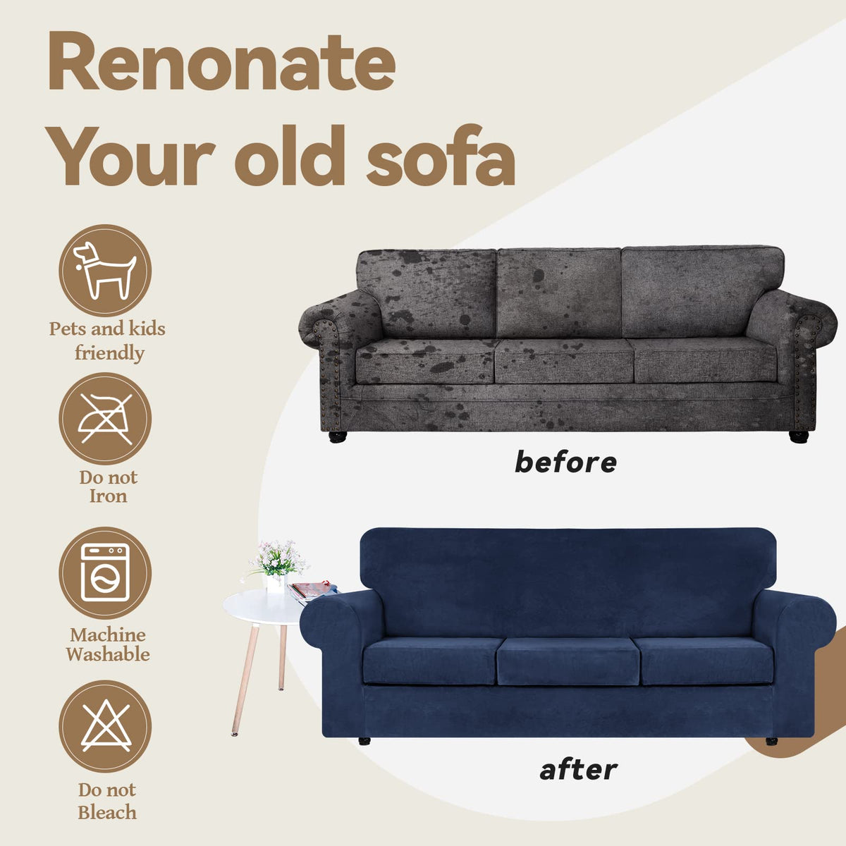 WEERRW large 78-94 inch sofa fit for roomy three-cushion layouts.