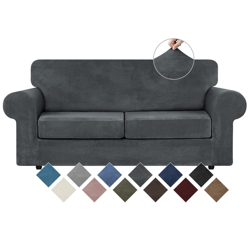 WEERRW velvet couch cover on a sofa providing full protection and style