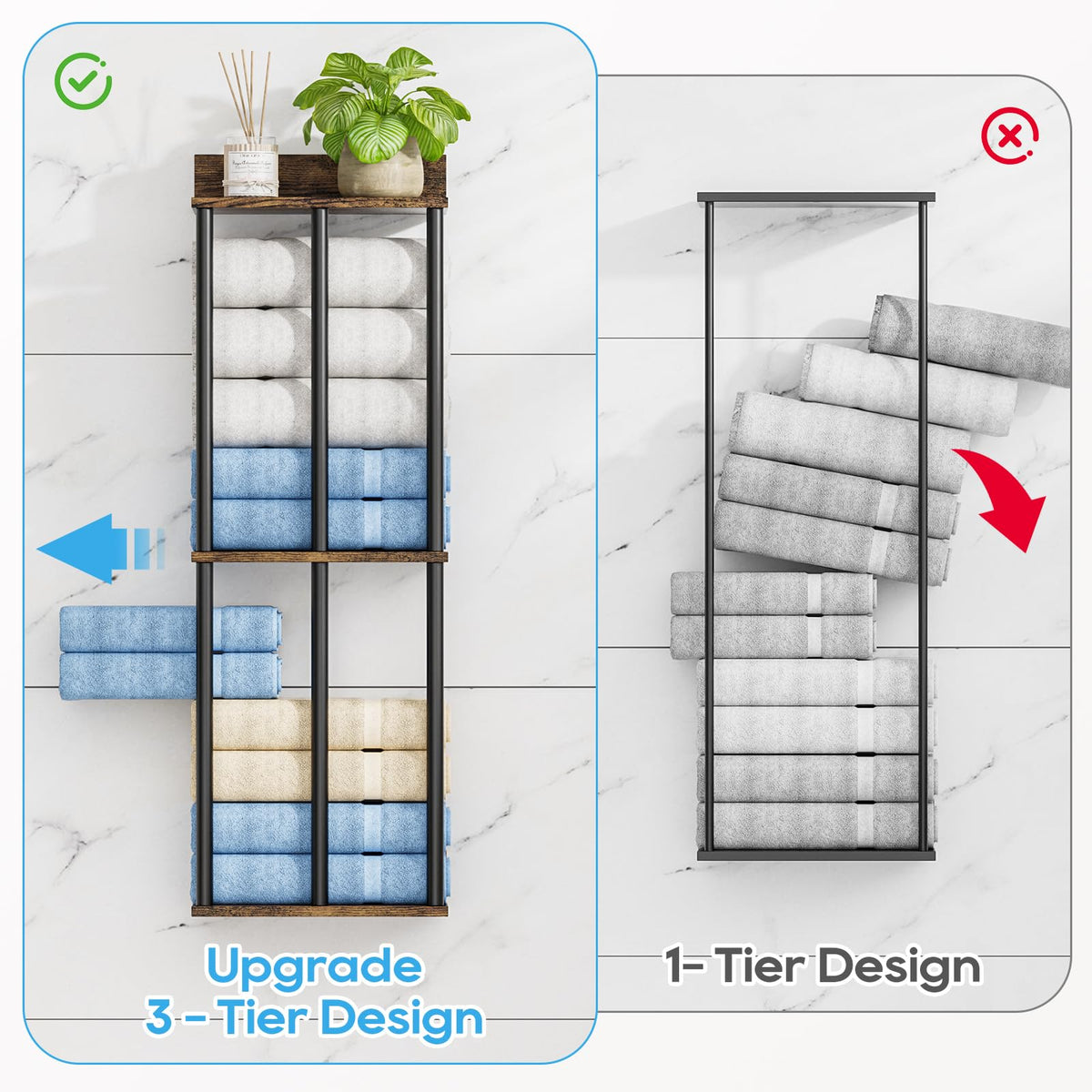 WeGXY Towel Rack wall mount kit enables quick, sturdy installation.