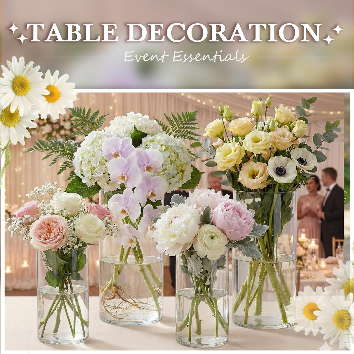 Wehomai hurricane candle holder compatible vases add warm ambient lighting.