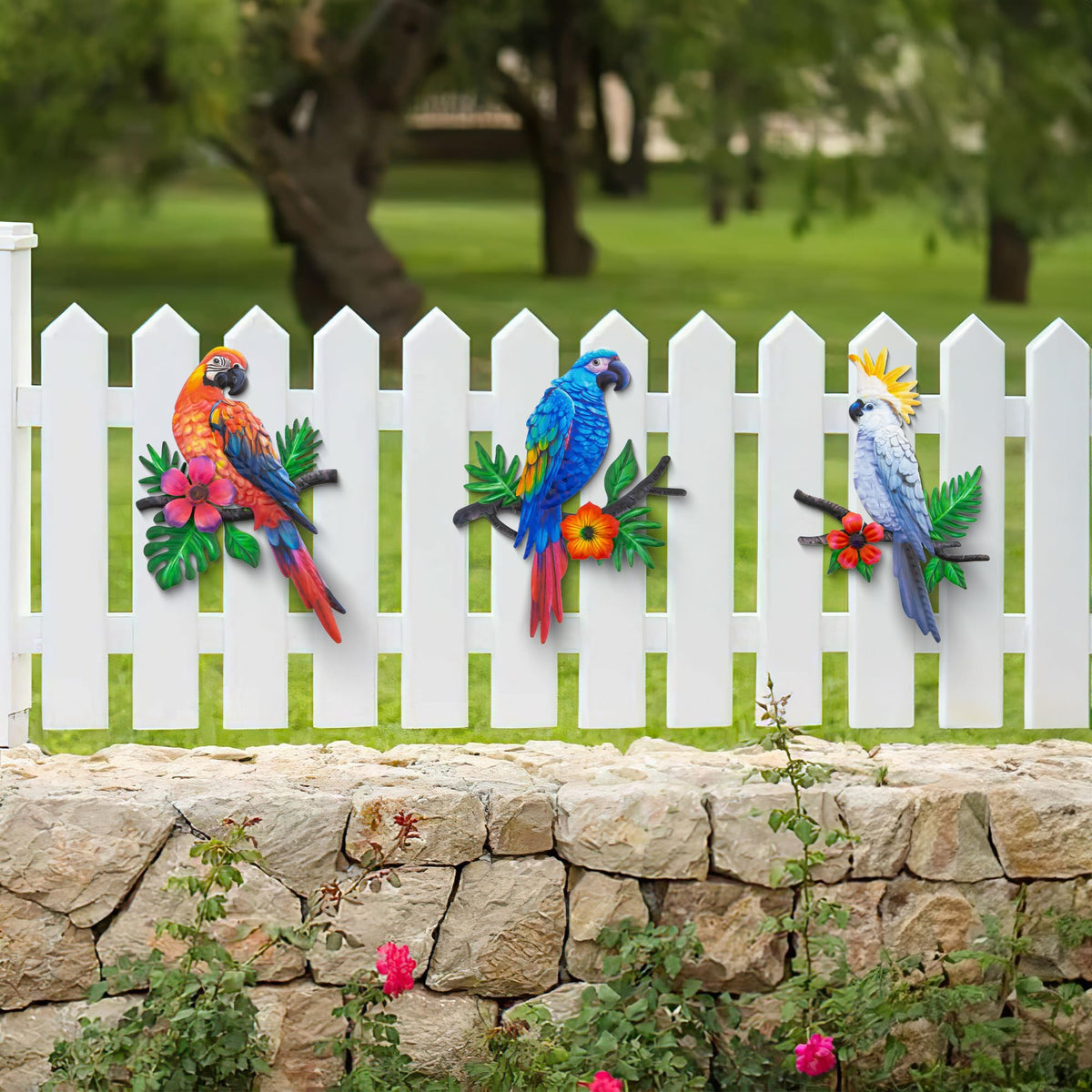 Weibefee large 12-inch parrot wall decor makes a bold statement