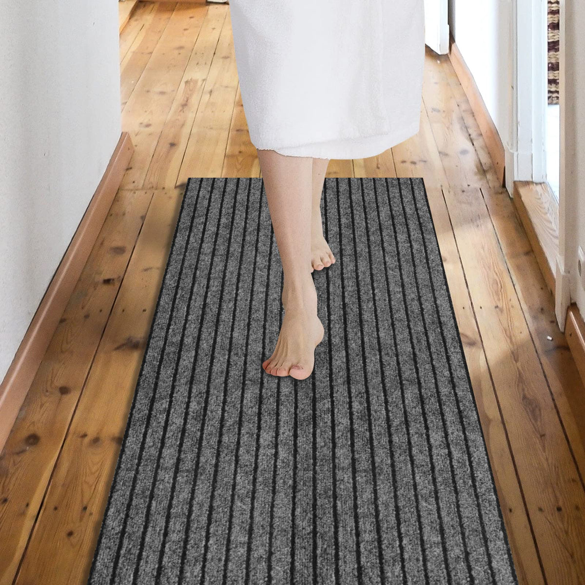 Weidear stripe pattern rug, durable hallway runner for high-traffic entrances