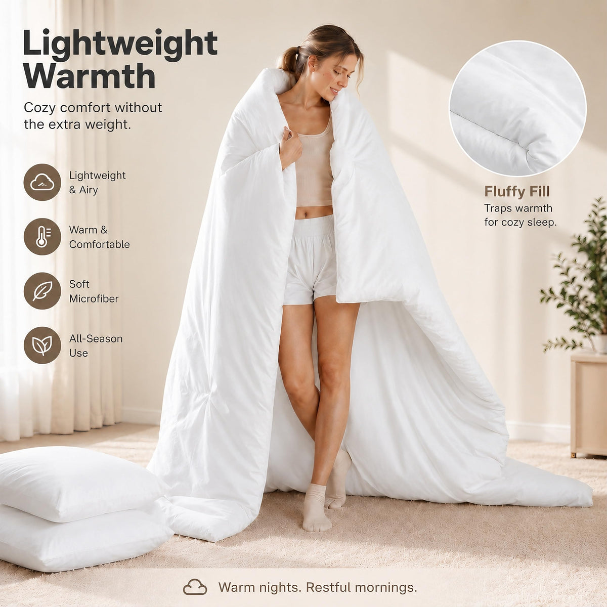Weigelia bedding packaging vacuum-sealed for compact storage and quick fluffiness.