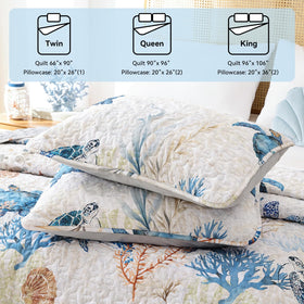 Weigelia guest-room setup using sea turtle quilt for year-round comfort.