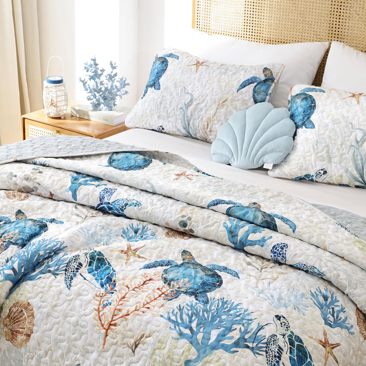 Weigelia coastal quilt set creates a stylish focal point in any guest room