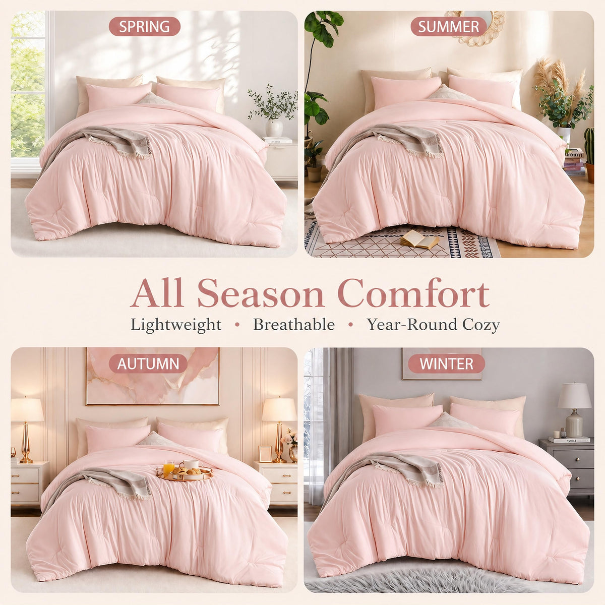 Weigelia pink bedding set styled in a versatile decor palette.