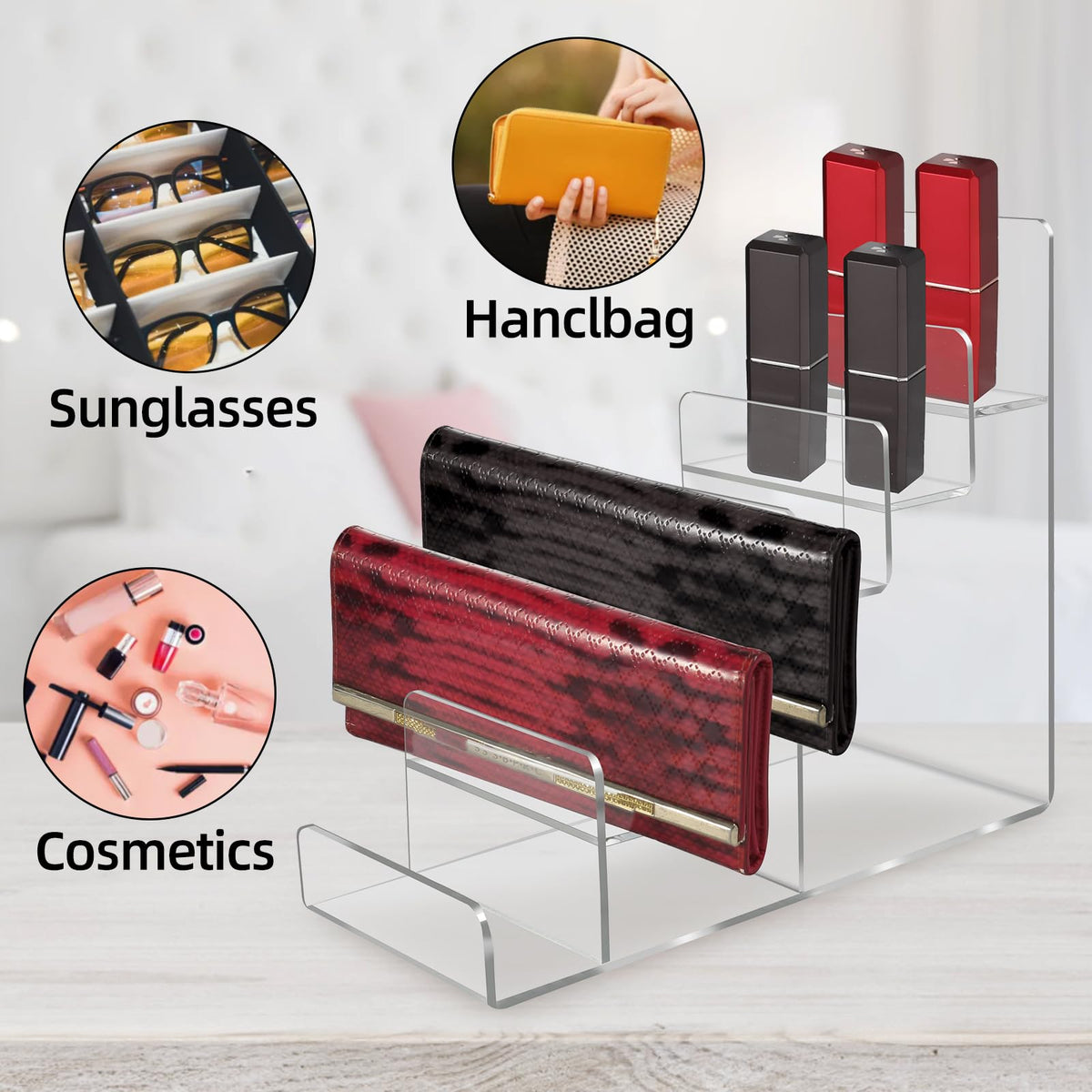 WEIHAOSKY glasses and wallet organizer stand keeps essential items within easy reach