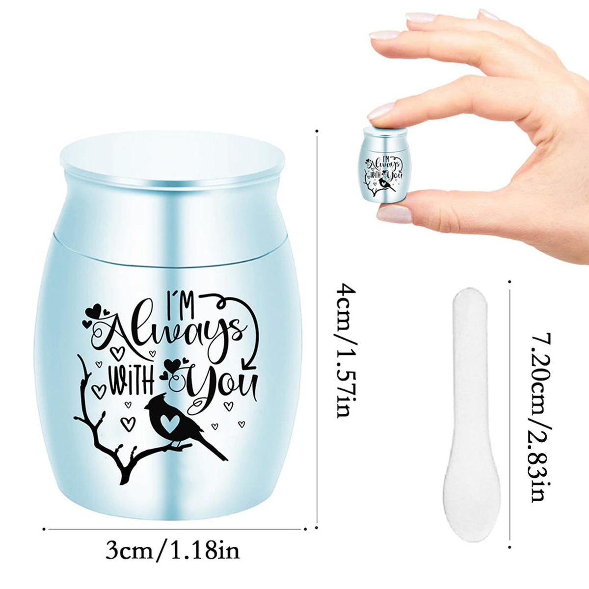 Weikui aluminium mini urn highlights threaded lid for secure keepsake.