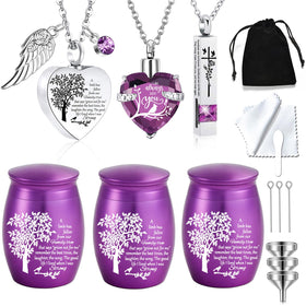 Weikui six-piece purple urn necklace set for shared keepsakes.