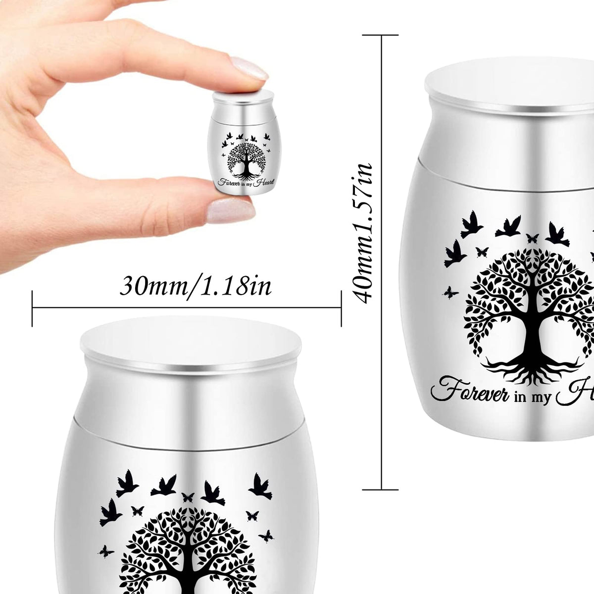 Weikui Jewelry mini urns inside view show compact memorial container.